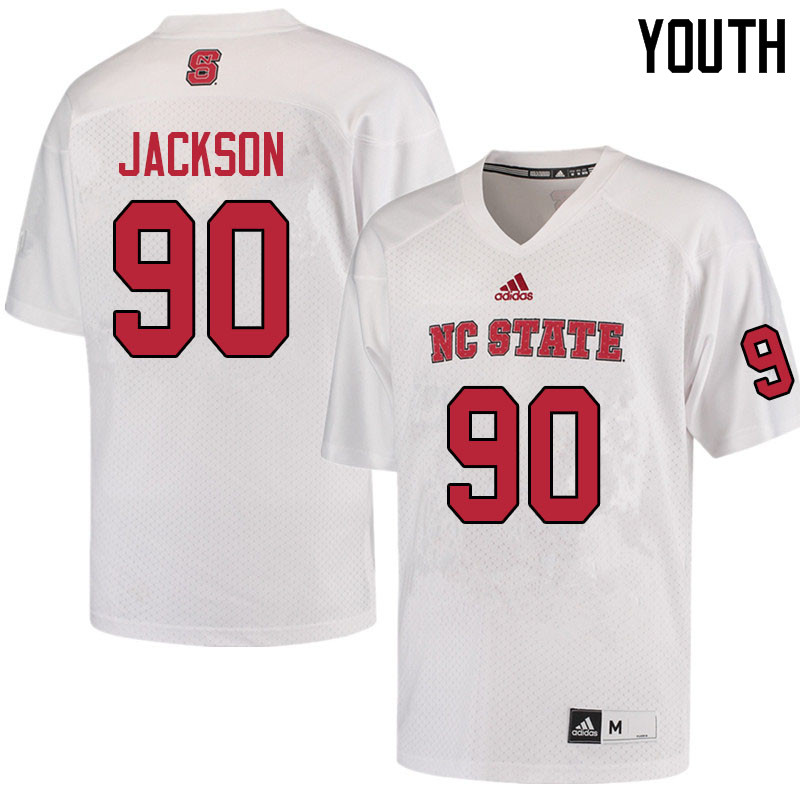 Youth #90 Savion Jackson NC State Wolfpack College Football Jerseys Sale-White
